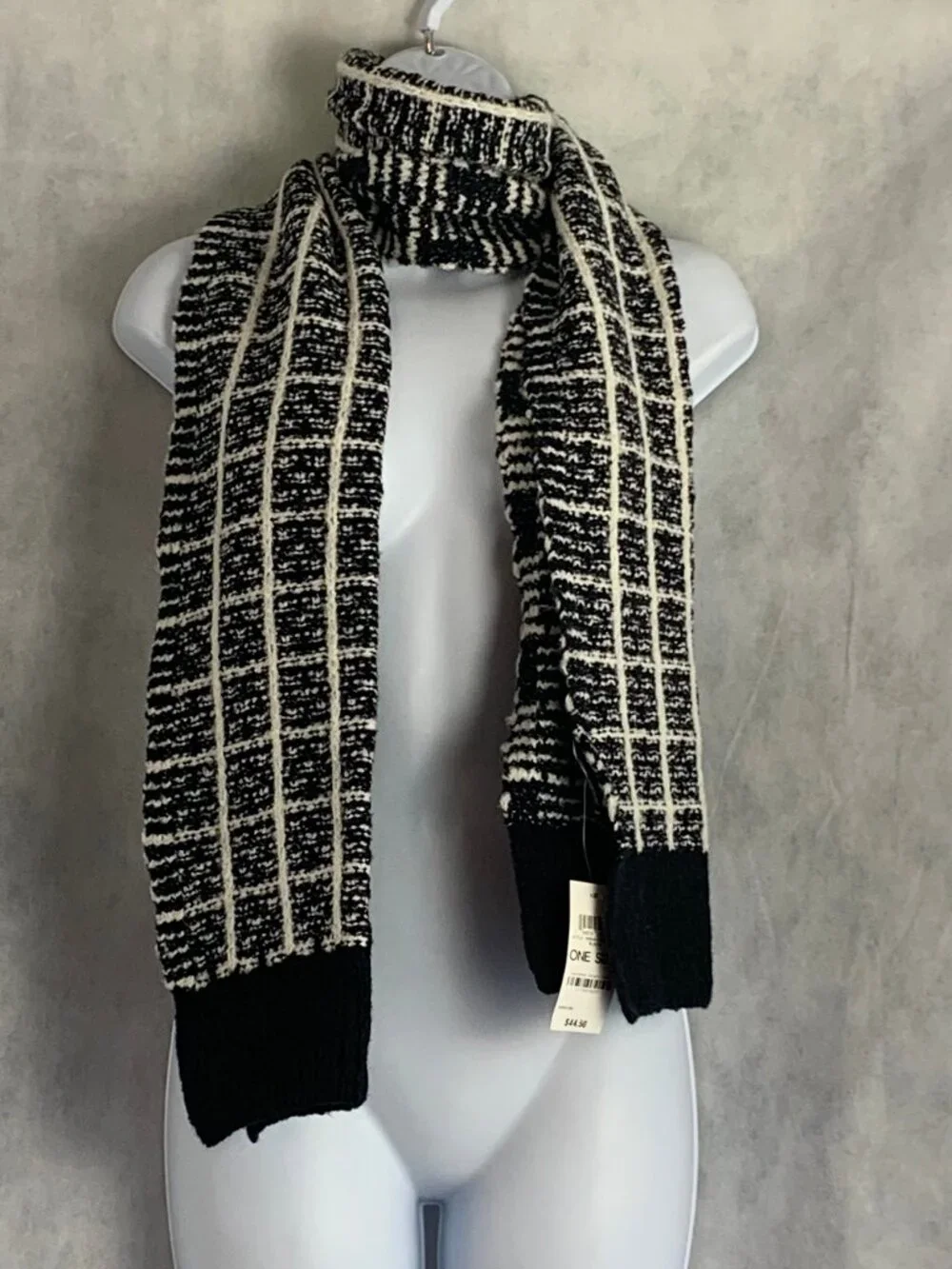 INC International Concepts Women's Tweed Knit Muffler Scarf, Black, One Size